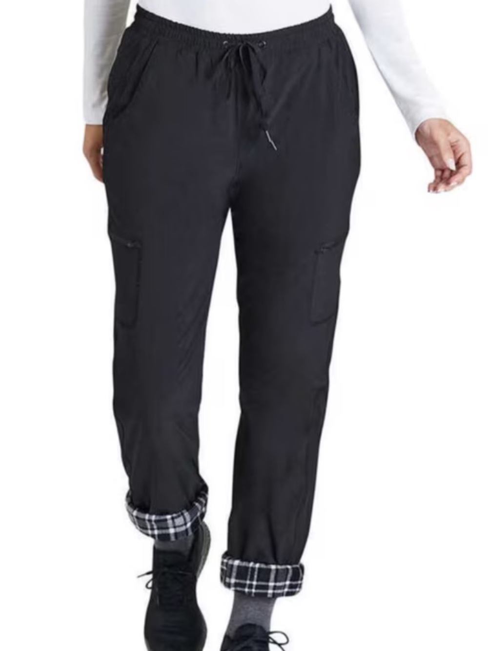 Eddie Bauer Black fleece lined Track Joggers with Plaid Lining